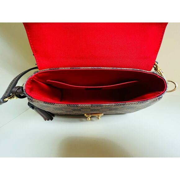 New Louis Vuitton Croisette Damier Ebene Shoulder Bag Brown Red Canvas Small LTD - Picture 12 of 16